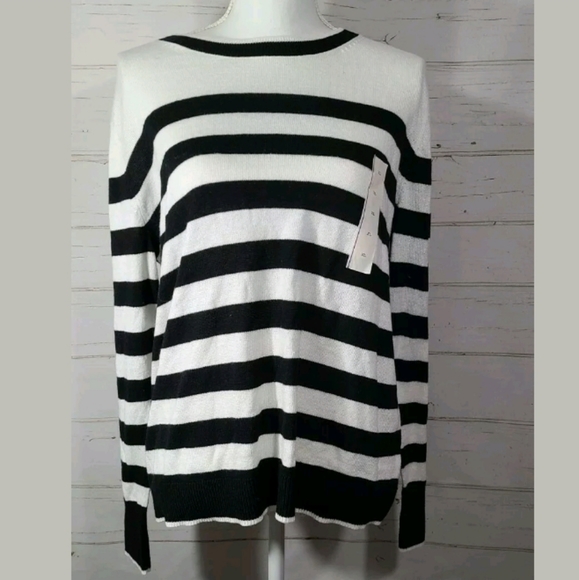 A NEW DAY CREW NECK PULLOVER SWEATER BLACK/WHITE medium - Picture 3 of 10